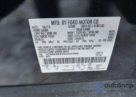 2016 Ford Explorer Limited z USA, uszkodzony, nr VIN 1FM5K8F83GGA27556